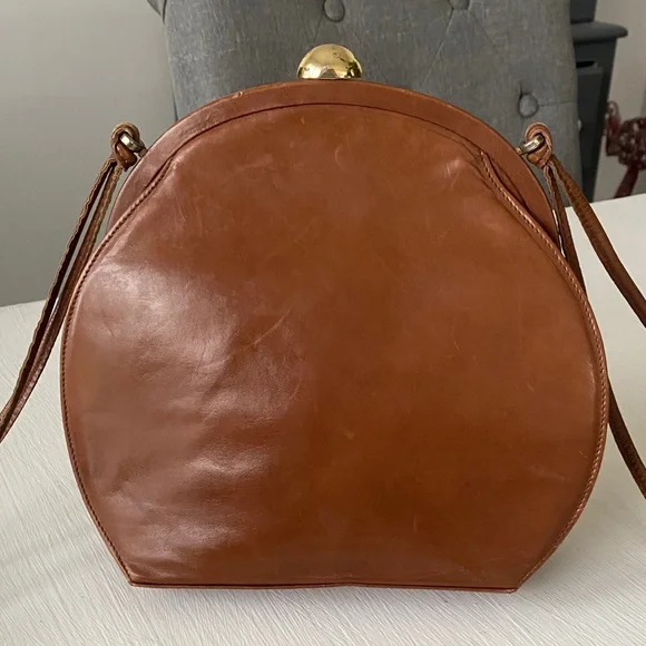 Vintage Bally Les Accessoires Dome-Shaped Saddle Leather Bag 1970s Made w COA - Picture 5 of 14